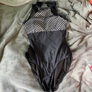Black and White Fishnet Swimsuit